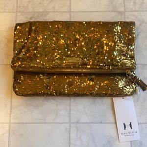 Halston Heritage Bag - copper/gold sequin clutch bag